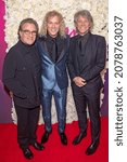 Small photo of NEW YORK, NEW YORK - NOVEMBER 17, 2021: (L-R) Bon Jovi members Tico Torres, David Bryan, and Jon Bon Jovi attend the opening night of "Diana, The Musical" on Broadway at The Longacre Theatre.