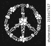 Peace Sign With Flowers Vector. ...