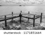 Wooden Pier In The Sea. 