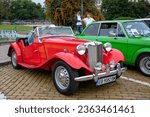 Small photo of Sofia, Bulgaria - September 17, 2023: Autumn Retro Parade of Old or Vintage Cars, Retro Car MG TD Midget