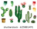 Set Of Watercolor Cactus ...