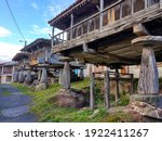 Hórreo, typical huts is Asturias, Sietes village, Asturias, Spain