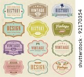 vector set vintage labels | Shutterstock .eps vector #92170354