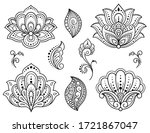set of mehndi flower and lotus... | Shutterstock .eps vector #1721867047