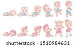 baby girl and boy in row. set... | Shutterstock .eps vector #1510984631