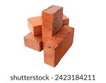 Small photo of solid fireproof clay brick used for the construction of fireplaces and stoves, on an isolated white background