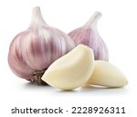 Garlic bulb and clove isolated. ...
