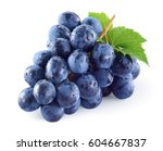 Dark blue grape with leaves...