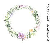 wreath of wildflowers and wild... | Shutterstock . vector #1998445727