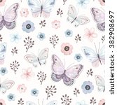 seamless floral pattern with... | Shutterstock .eps vector #382908697