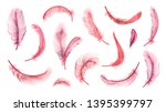 vector pink feathers collection ... | Shutterstock .eps vector #1395399797