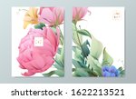 floral frame set  line flowers  ... | Shutterstock .eps vector #1622213521