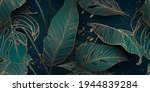 palm leaves  gold  black  white ... | Shutterstock .eps vector #1944839284