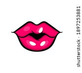pink red woman kiss lips in pop ... | Shutterstock .eps vector #1897253881