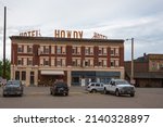 Small photo of Forsyth, Montana - May 28, 2020: The historic Howdy Hotel, downtown.