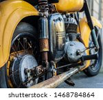 Yellow Vintage Motorcycle Wheel....
