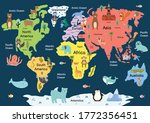 Map Of The World With Cute...