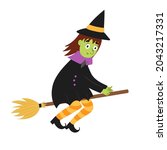 Cute Witch Flying On A Broom....