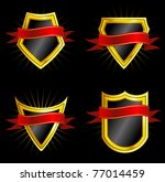 set of golden shields with dark ... | Shutterstock . vector #77014459