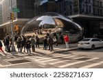 Small photo of New York NY USA-February 5, 2023 Throngs of visitors high-tail it over to the newest instagrammable attraction, artist Anish Kapoors as yet unnamed mirrored cloud sculpture
