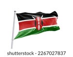 Waving flag of Kenya in white background. Kenya flag for independence day. The symbol of the state on wavy fabric.