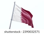 Waving flag of qatar in white...