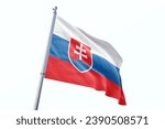 Waving flag of Slovakia in white background. Slovakia flag for independence day. The symbol of the state on wavy fabric.