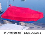 Boat Covered With Red Tarpaulin ...