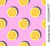 pattern made of lemon slices on ... | Shutterstock . vector #1910549977