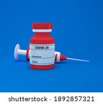 syringe and vaccine bottle 3d... | Shutterstock . vector #1892857321