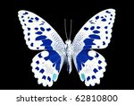 Abstract image of invert color butterfly on black background.