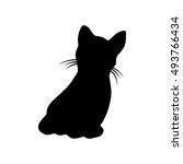 black silhouette of a kitten on ... | Shutterstock .eps vector #493766434