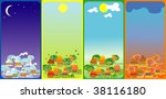 four seasons in a small town | Shutterstock .eps vector #38116180