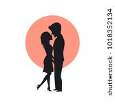 silhouette of  couple in love... | Shutterstock .eps vector #1018352134