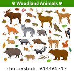 woodland forest animals birds... | Shutterstock .eps vector #614465717