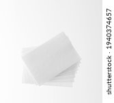 Small photo of white cotton pads square on white background. Nail polish remover pads