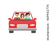 happy family inside car driving ... | Shutterstock . vector #469931774