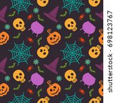 halloween seamless pattern.... | Shutterstock .eps vector #698123767