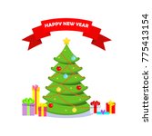 christmas tree vector icon.... | Shutterstock .eps vector #775413154
