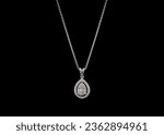 Multi stone baguette diamond necklace on black background