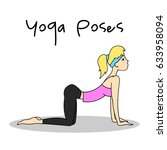 girl doing cat cow pose. yoga... | Shutterstock .eps vector #633958094