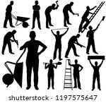 Silhouettes Of Worker Isolated...