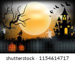 halloween night background with ... | Shutterstock .eps vector #1154614717