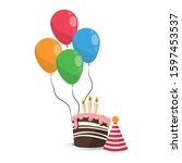 party balloons with birthday... | Shutterstock .eps vector #1597453537