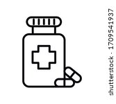 bottle drugs capsules line... | Shutterstock .eps vector #1709541937