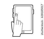 hand tapping modern cellphone... | Shutterstock .eps vector #628185017