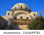 Small photo of JERUSALEM ISRAEL 26 11 18: Orthodox Jews in front of The Ruin Synagogue (Hurva Synagogue) located in the Jewish Quarter