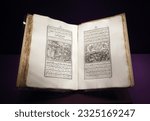 Small photo of DUBLIN REPUBLIC OF IRLAND 05 29 2023: Manuscript is very different to what the casual glance might suggest: despite the Islamic style carpet page, and the Arabic and latscript, Chester Beatty Library