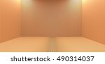 3d render empty wooden room... | Shutterstock . vector #490314037