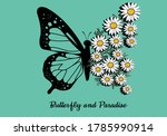 butterfly daisy lettering... | Shutterstock .eps vector #1785990914